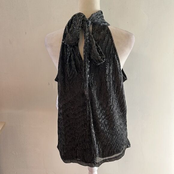 Nine West black metallic halter top with tie back Size M New - Picture 6 of 12